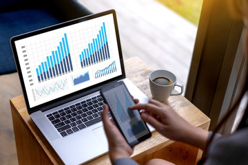 man business analytics and financial Business finances and accounting concept.