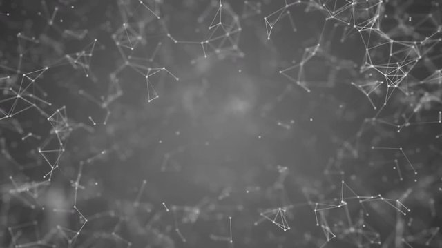 big data visualization, abstract nanotechnology DarkGrey color plexus background,mesh nanotechnology global network with copy space animated in perfect loop uhd 4k 3840 2160