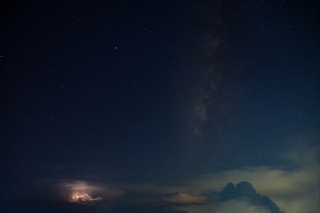 Naklejka na ściany i meble Milkyway and Lightning Sky at night