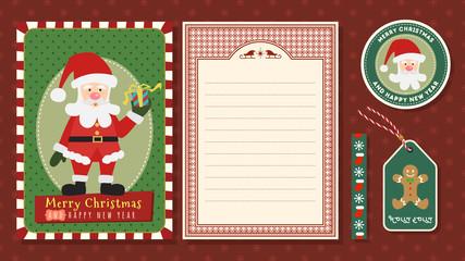 Merry Christmas and Happy new year vector greeting card set.