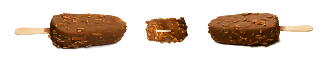 Chocolate Almond Popsicle Ice Cream Bar Isolated