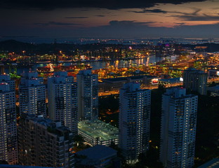 Obraz premium Cityview of Singapore at blue hour