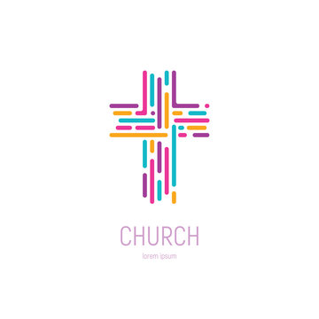 Abstract christian cross logo vector template. Church logo.