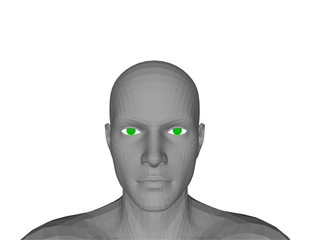 Man head. Isolated on white background. 3d vector illustration.