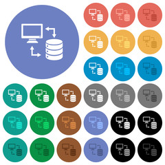Syncronize data with database round flat multi colored icons