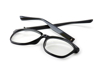 Fototapeta premium broken eye glasses, isolated on white with real shadows.