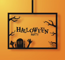 Halloween greeting card in paper style. Vector EPS10.