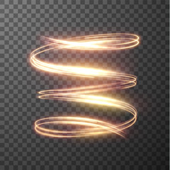 Golden shiny spiral lines effect holiday vector background. EPS10