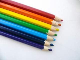 Fototapeta premium color pencils on white background