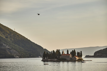 St. George's Church. Island in the Bay of Kotor. Montenegro. Sunset. St. George's Island.