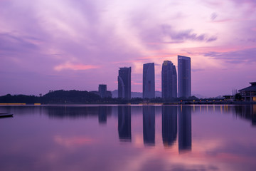 putrajaya building sunrise view with reflection