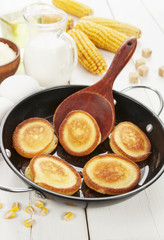 Corn pancake on the table