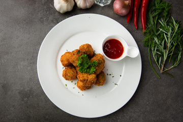 deep fried meatballs on table