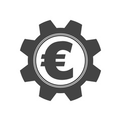 Gear cog with an euro coin isolated vector Illustration