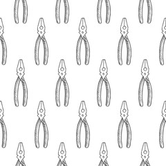 pliers seamless pattern isolated on white background