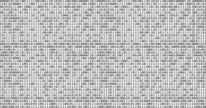 zero and one black binary digital code on white background, computer generated seamless loop abstract motion background, new technology concept
