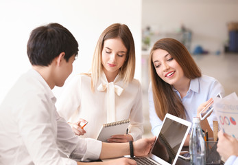 Meeting of business team working in office