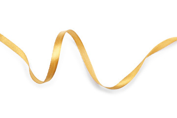 Beautiful golden ribbon on white background