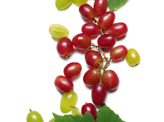 Fresh ripe grapes on white background