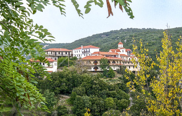 Fototapeta na wymiar Kenitsis Monastery is 2 km north of Nympassia and 6 of Vitina village. Arcadia, Kernitsa, Greece.