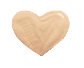 Heart drawn with tonal foundation on white background