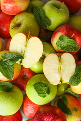 Cut and whole fresh ripe apples