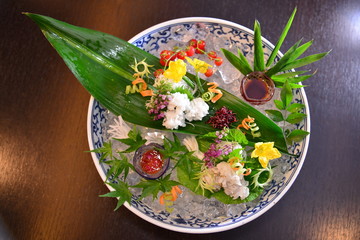high angle view of Japanese food of Park Hotel