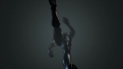 Abstract background with animation of walking human behind the glass surface. Animation of seamless loop.