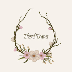 Floral frame with colorful flower.