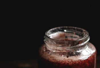 Homemade strawberry jam in a jar