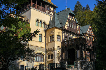 Peles Castle in Sinaia, Carpathian mountains, Brasov region, Romania