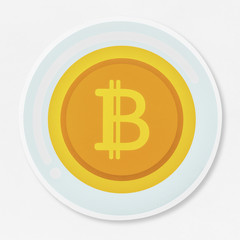 Golden bitcoin icon isolated