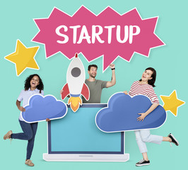 Cloud computing and start up business concept shoot