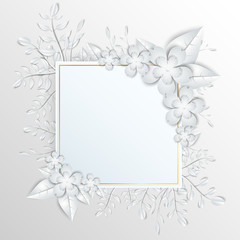 Speech  frame with white cut out paper flowers