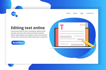 Editable online document. Creative writing and storytelling, copywriting . Online education, distant learningconcept. Vector illustration.