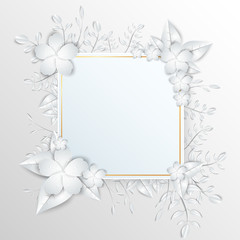 Speech  frame with white cut out paper flowers