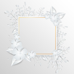 Obraz premium Speech frame with white cut out paper flowers