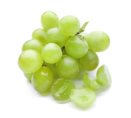 Ripe juicy grapes on white background