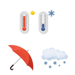 Vector illustration of weather and climate icon. Set of weather and cloud stock vector illustration.