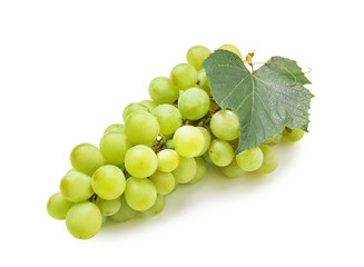 Ripe sweet grapes on white background