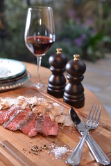 roasted beef and a goblet wine of TENOHA & STYLE RESTAURANT
