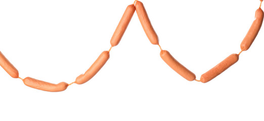 Delicious sausages on white background