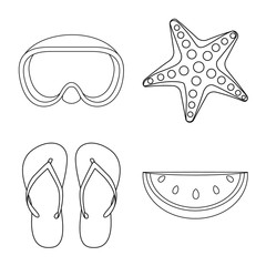 Isolated object of equipment and swimming symbol. Set of equipment and activity stock symbol for web.