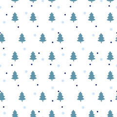Christmas seamless pattern with christmas tree and snowflakes, vector background.Design template for wallpaper,fabric,wrapping,textile
