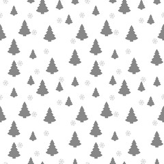 Obraz premium Christmas seamless pattern with christmas tree and snowflakes, vector background.Design template for wallpaper,fabric,wrapping,textile