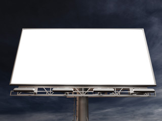 Obraz premium 3D rendering of blank billboard (empty advertisement) with clouds. Empty mockup template