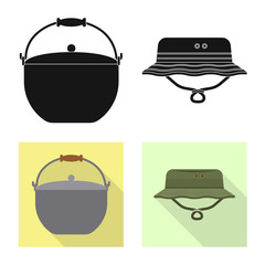 Vector design of fish and fishing sign. Set of fish and equipment stock vector illustration.