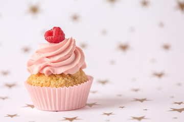 Delicious cupcake on light background