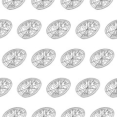 pizza seamless pattern isolated on white background