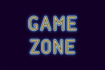 Neon inscription of Game Zone. Vector